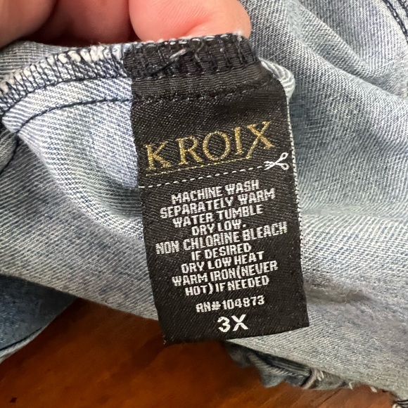 Kroix factory distressed raw frayed denim jacket - Picture 4 of 6